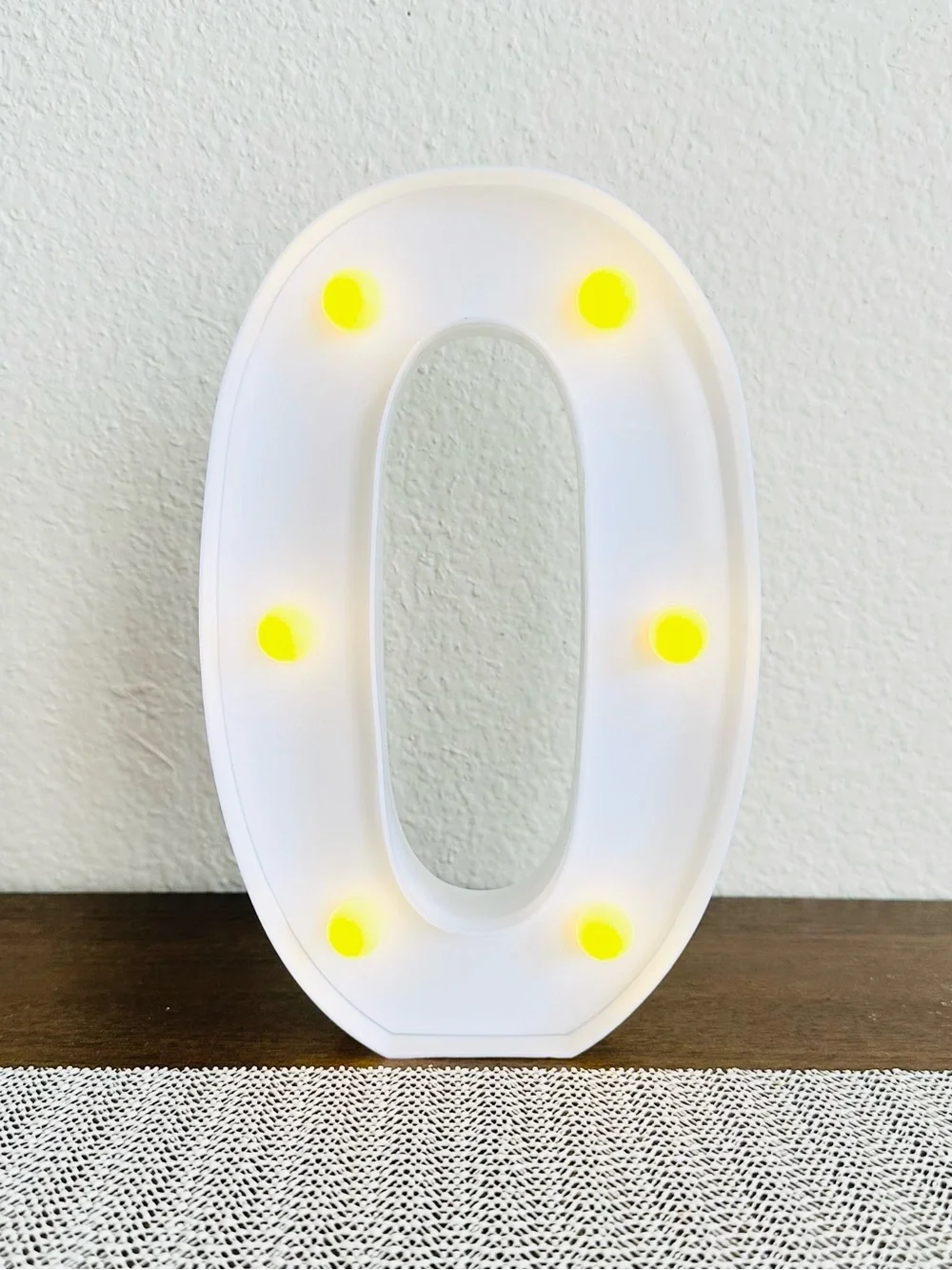 LED Number 0 Lighted Marquee Sign - White with Warm Yellow Bulbs